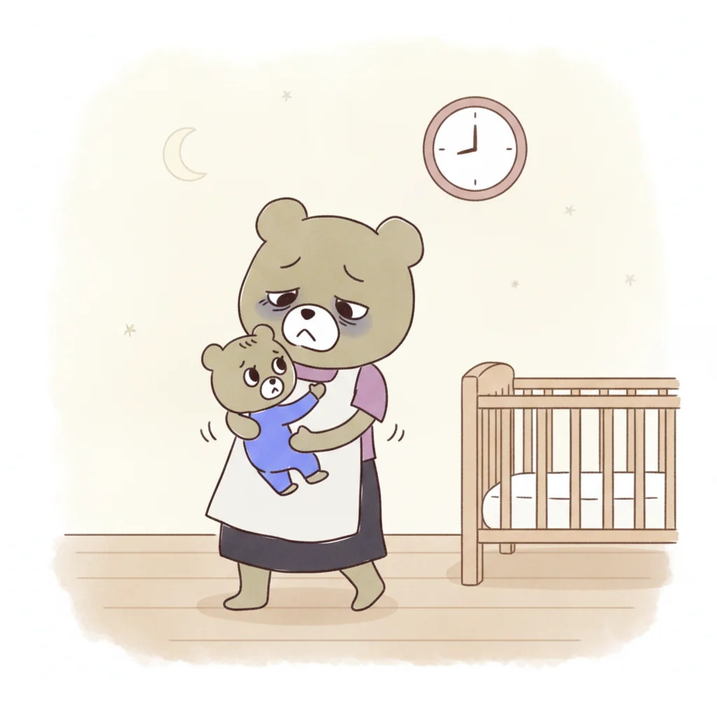 寝かしつけ地獄のイラスト