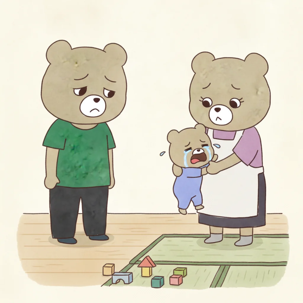 パパ見知りのイラスト